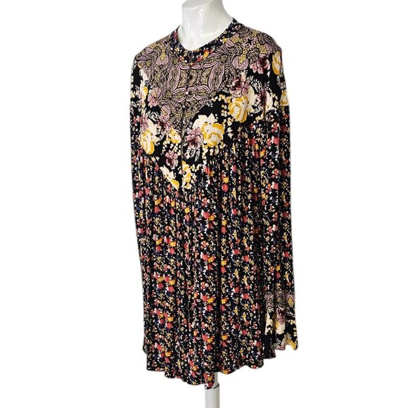 Free People Wildflower Fields Henley Long Sleeve Tunic Top, High Low, Floral, L - Picture 4 of 10